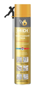 Пена монтажная V6 Midi, всесезонная, 510г 01-01-51