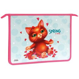 Папка для тетрадей А4 на молнии Spring cat ПТ-815_42225