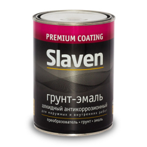 Грунт-эмаль "Slaven" быстросохнущий антикор. черный 0,5кг Р14858