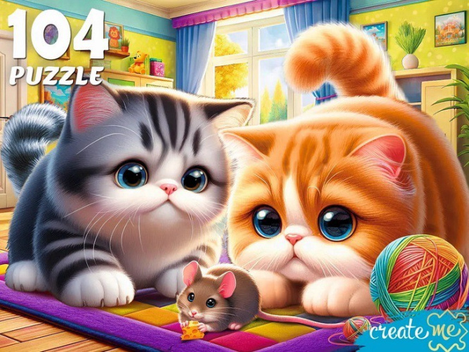 Пазлы  104 элемента Котята и мышонок Ф104-6643