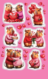 Наклейки 15,9х9,8см Капибары в свитерах 0-11-14146