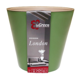 Горшок для цветов пластиковый London со вставкой  1,0л d-12,5см оливковый InGreen ING1552ОЛ
