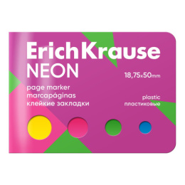 Этикет-закладки самоклеящиеся  4 цвета х 100 листов 50х18,75мм ErichKrause Neon, пластик 61587