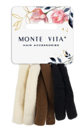 Резинки для волос Monte Vita набор   6шт. 4,5см, мягкие, большие, черный/коричневый/бежевый 457045