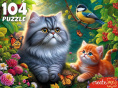 Пазлы  104 элемента Котики с синицей Ф104-7603