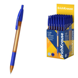 Ручка шариковая автоматическая ErichKrause R-301 Matic & Grip Amber, синяя, 0,7мм 58090