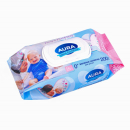 Салфетки влажные Ultra Comfort 200шт. детские, с клапаном Aura  3677882