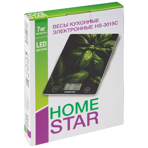 Весы кухонные электронные до  7кг, стеклянные, HS-3015C HomeStar 110058