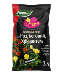 Грунт для роз, бегоний, хризантем 3л Цветочный Рай Буйские удобрения