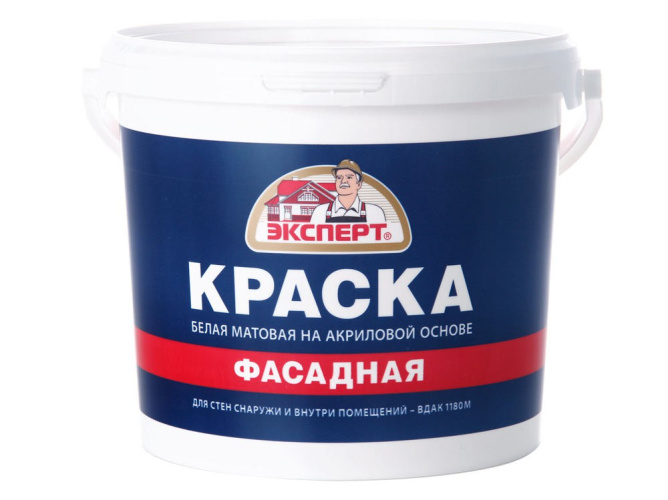 Краска водно-дисперсионная акриловая фасадная белая матовая  7кг -30С° Эксперт