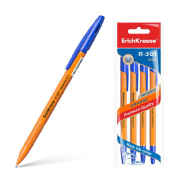 Ручка шариковая ErichKrause R-301 Orange Stick, синяя, 0,7мм 22189