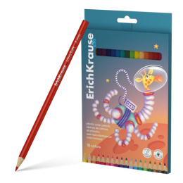 Карандаши цветные 18 цветов ErichKrause Kids Space Animals, пластиковые, трехгранные 61783
