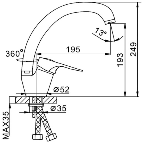 Смеситель для кухни Frap H04 F4104 Frap 34776