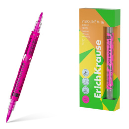 Текстовыделитель двухсторонний розовый ErichKrause Visioline V-16 Brush Neon 60796