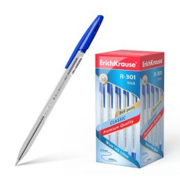 Ручка шариковая ErichKrause R-301 Classic Stick, синяя, 1мм 43184