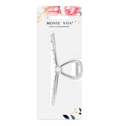 Краб для волос Monte Vita с жемчужинкой, серебристый, 11см 457017
