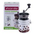 Кофемолка ручная нержавеющая воронка, основание керамика 7х7х17см Kamille 7019