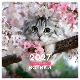 Календарь на скрепке 23х23 2027 год BG Котики 390943