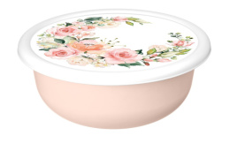 Миска пластиковая с крышкой 2,1л Модена с декором Розы, светло-розовый Homver 223188207/04