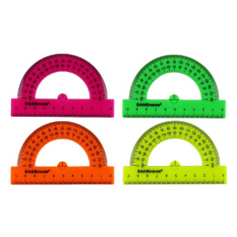 Транспортир 180 10см ErichKrause Neon Solid ассорти 4 цвета 57906