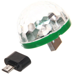 Диско-шар светодиодный Калейдоскоп мини, USB + переходник Micro USB (красный, зеленый, синий) 765-175