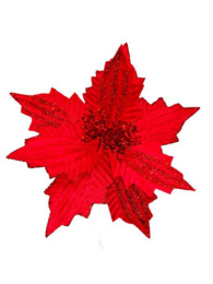 Елочное украшение на клипсе Алый цветок 26х26х22см Феникс презент 88829