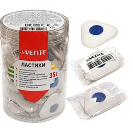 Ластик Devente Core, треугольный, с пластиковым держателем, белый 4070801