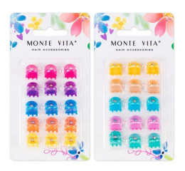 Крабы для волос Monte Vita набор 15шт. глянцевые ассорти, 0,8см 457028