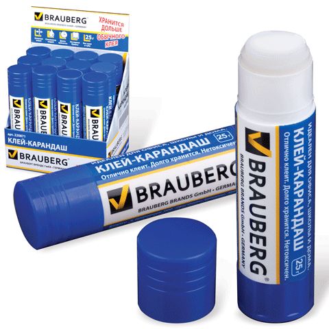 Клей-карандаш 25г Brauberg 220871