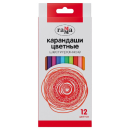 Карандаши цветные 12 цветов Гамма, шестигранные 2001244_12