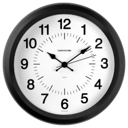 Часы настенные круглые d-23см, черная рамка, 23230233 Troyka 356961