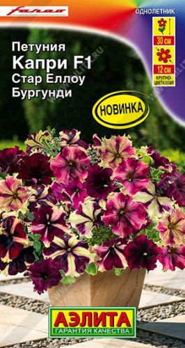 Петуния Капри стар еллоу бургунди F1 5шт. цветной пакет Аэлита