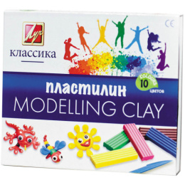 Пластилин 10 цветов Луч Классика, со стеком 7С 304-08